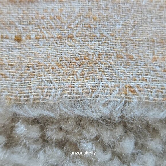 Cashmere Lightweight Woven Tan Scarf Melange Mottled Speckled Heathered Earthy - Picture 3 of 13